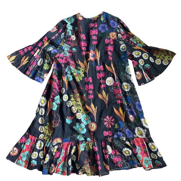 Cynthia Rowley Pleated Button Up Flutter Sleeve Dress Multi Size Medium Long - Picture 6 of 11